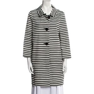 Kate Spade black/white stripe 3/4 sleeve coat